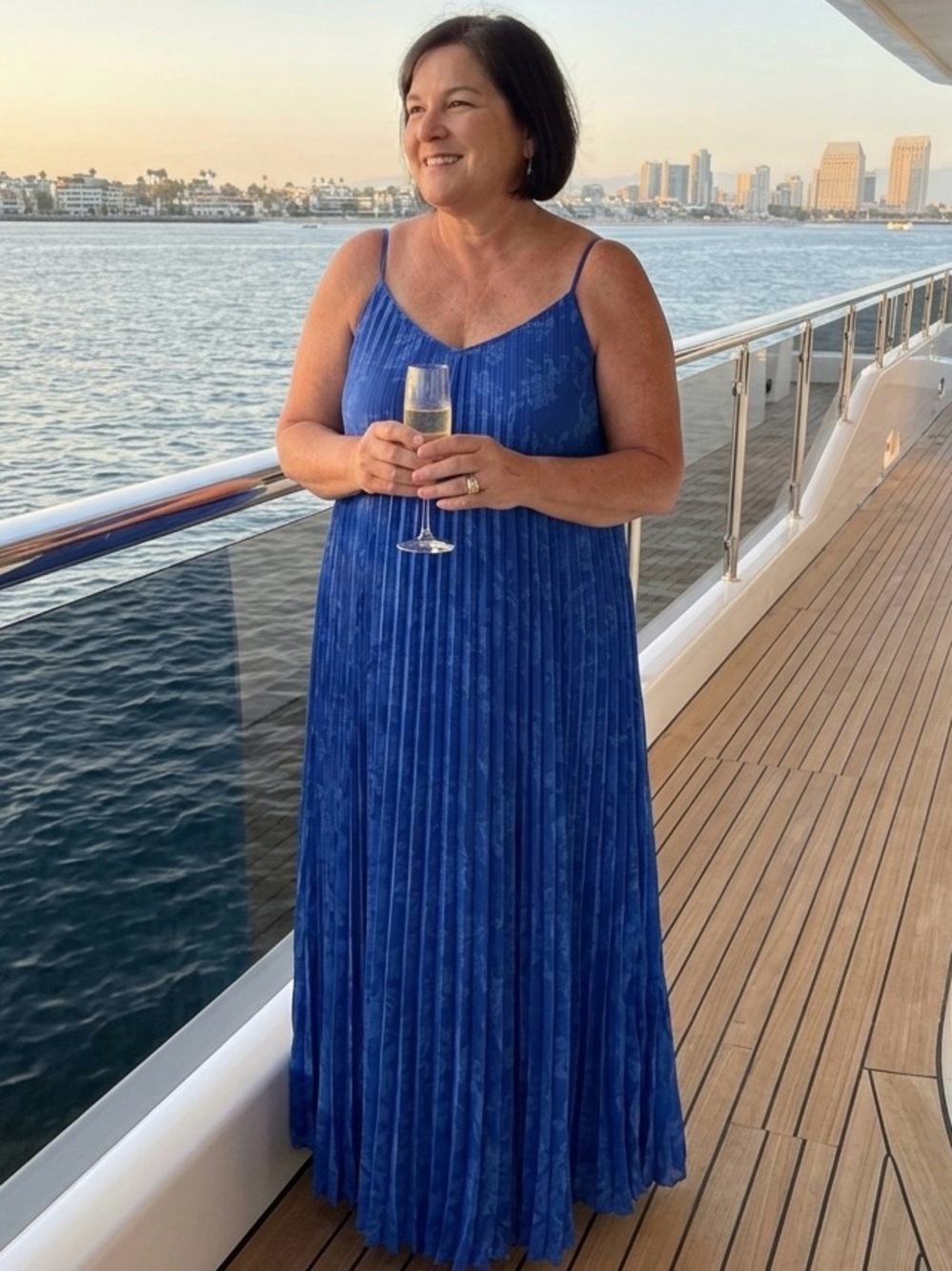 Banana Republic Cobalt Blue Pleated Spaghetti-Strap Maxi Dress